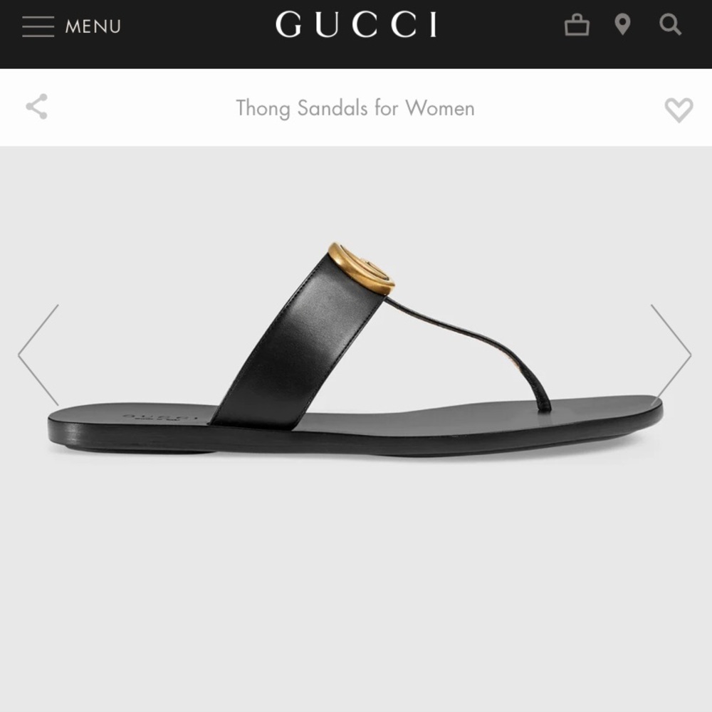 Gucci Leather Thing Double G Sandal Sz 37.5